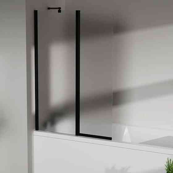 Скляна шторка для ванни AVKO Glass W436 50+40x140 Black Frosted перегородка для ванної Київ