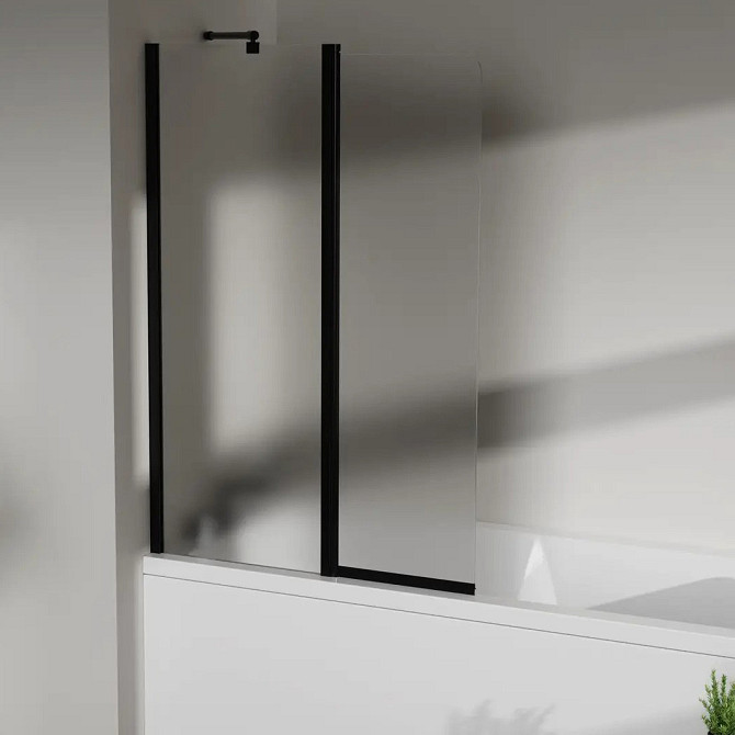 Скляна шторка для ванни AVKO Glass W436 50+40x140 Black Frosted перегородка для ванної Київ - фото 2
