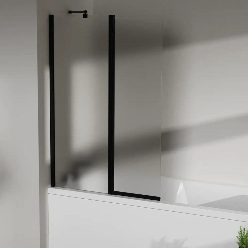 Скляна шторка для ванни  AVKO Glass W436 50+40x140 Black Frosted перегородка для ванної Київ - фото 2