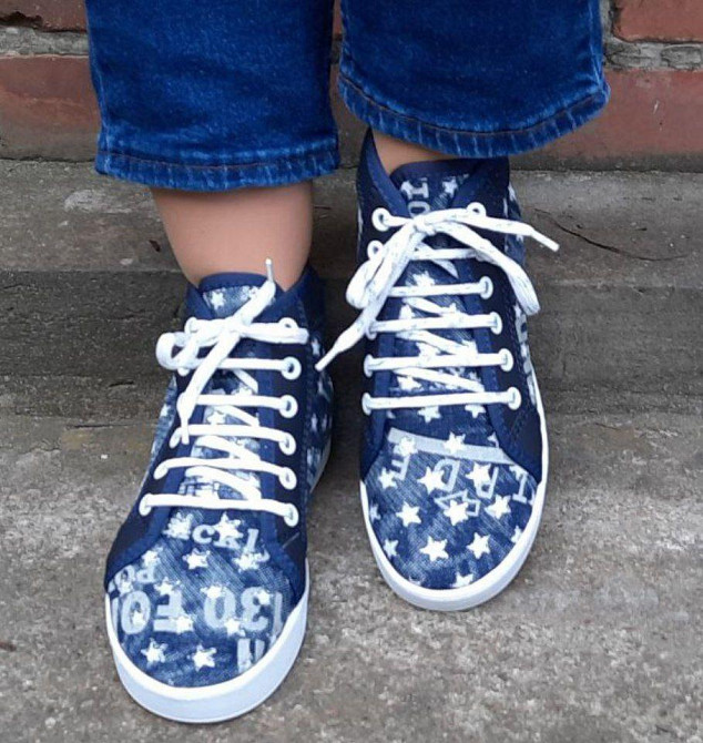 -Женские Кроссовки Мокасины Слипоны Синие Кеды Джинсовые (размеры: 39) - 53 Днепр - изображение 4