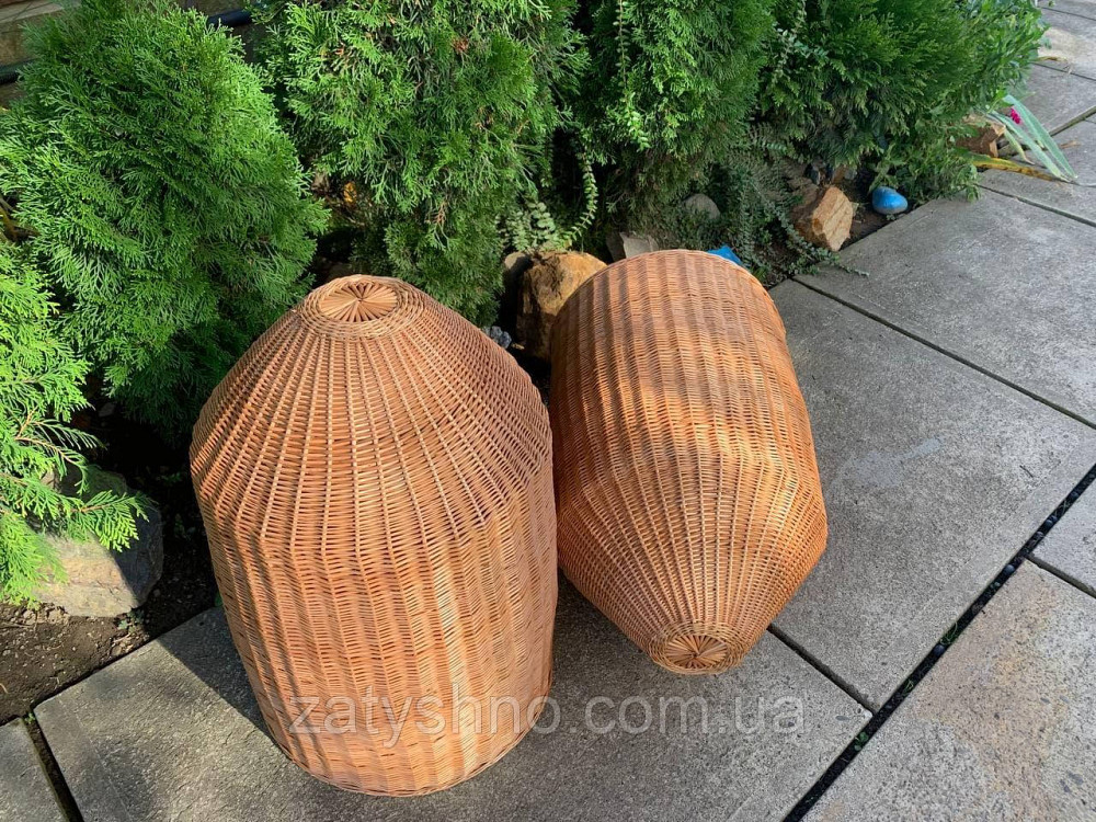 Люстра висока плафон з натуральної лози Київ - фото 3