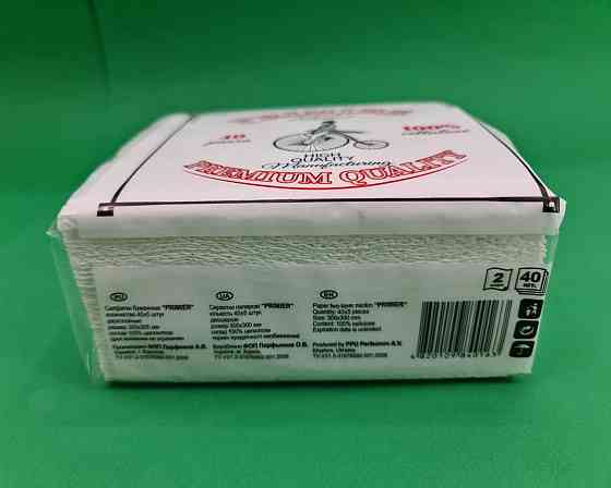 Cалфетки паперові 40лист Прем'єр 2-вух шарні Біла 30х30 (12 пачка) Харків