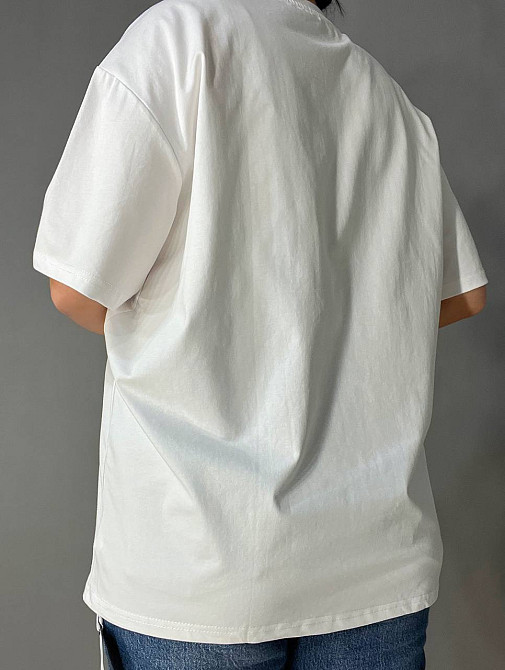 Футболка жіноча A-N 2396 оверсайз з ведмедиком та блискітками, білий, one size Київ - фото 7