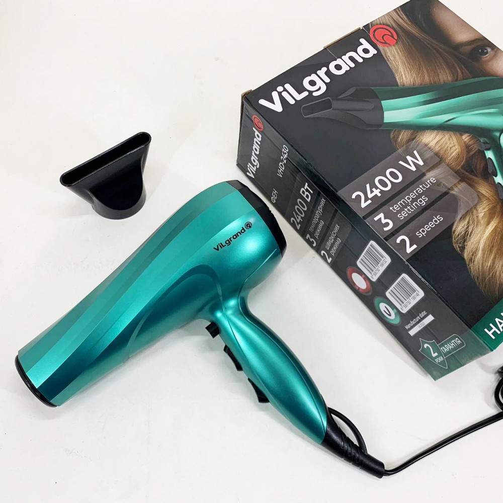 Супер потужний фен Vilgrand VHD-2430 2400 Вт, Електрофен для волосся, Фен для волосся з насадками WN-94 Київ - фото 1