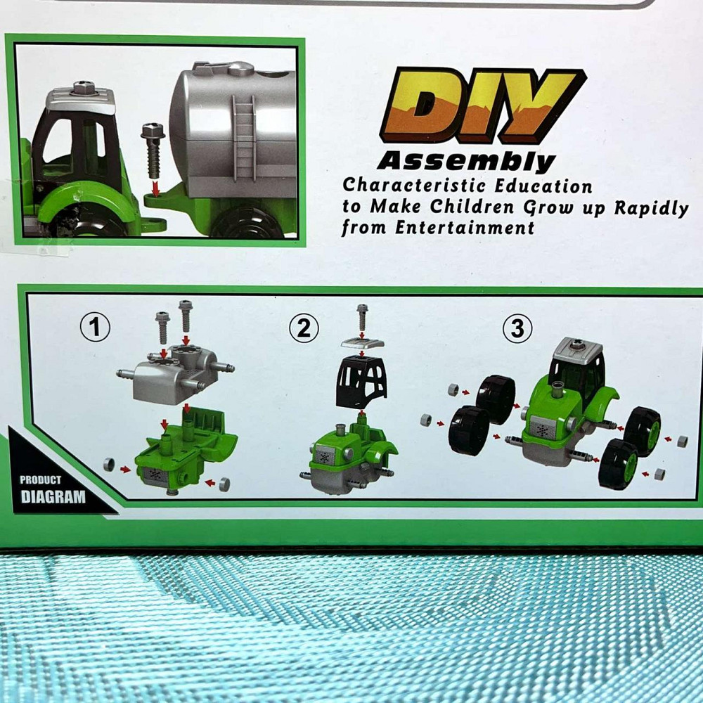 Трактор конструктор на шурупах із причепом 32 см Зелено-сірий (0488-801-2-3) Чернигов - изображение 4