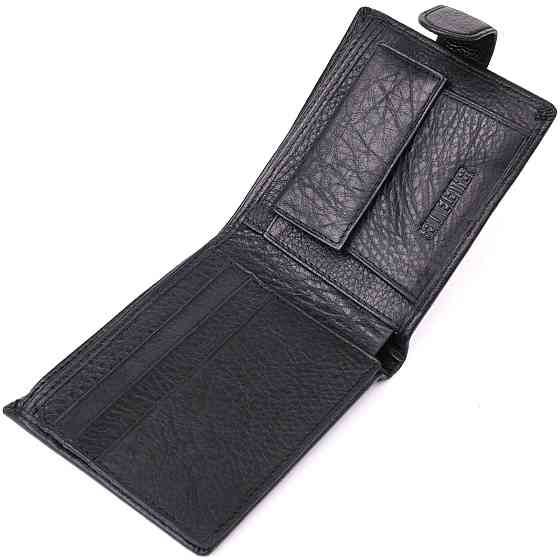 Классический мужской бумажник горизонтального формата из натуральной кожи ST Leather 23094 Черный Киев