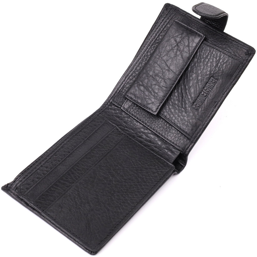 Классический мужской бумажник горизонтального формата из натуральной кожи ST Leather 23094 Черный Киев - изображение 6
