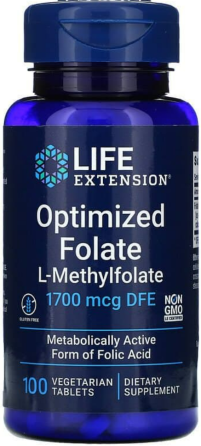 Фолат фолієва кислота Life Extension Optimized Folate 1700 мкг DFE 100 таб Київ