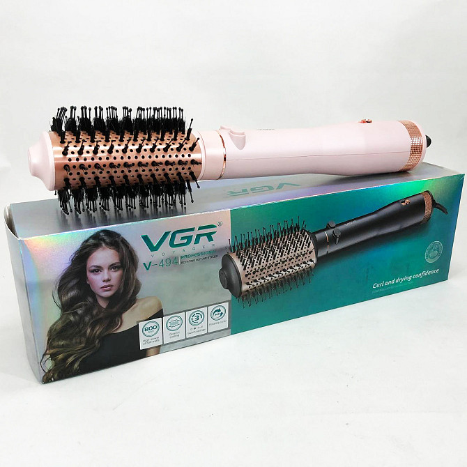 Фен браш з обертанням VGR V-494 2200 Вт, Фен для красивого укладання волосся, Щітка сушка TK-813 для волосся Київ - фото 5