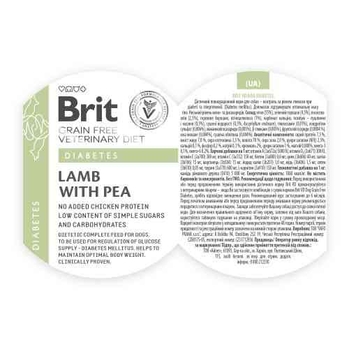 Влажный корм Brit Grain Free Veterinary Diets Diabetes для собак с сахарным диабетом с ягненком и зеленым горошком 400 г Киев