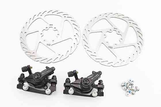 Гальмо Disk-brake переднє (F160/R140мм)+заднє (F180/R160мм), диски 160мм, кріпл. 6 болтів, чорні DX-2019 Киев