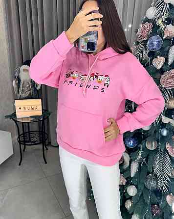 Женская теплая новогодняя худи оверсайз кроя трехнитка на флисе Одесса