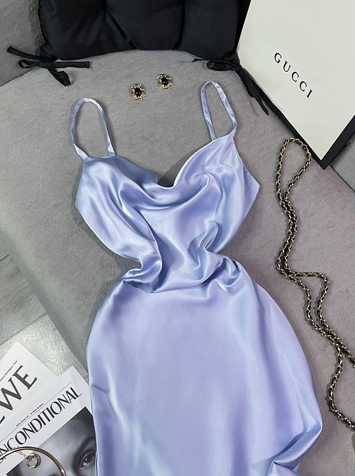 Женское романтическое элегантное платье шелк Голубой, 44/46 Одесса - изображение 4