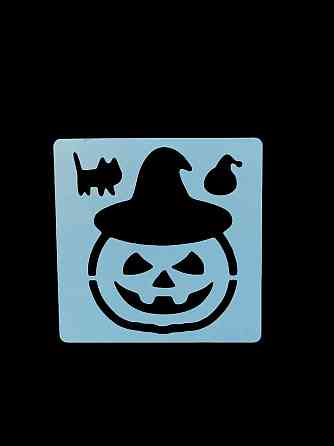 Трафарет на Хэллоуин Тыква в шляпе 13 на 13 см серый Киев