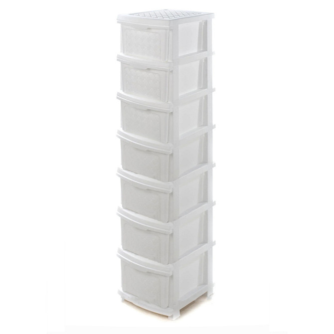Комод пластиковый 7 ящиков белый 146*40*34 см R-Plastic 