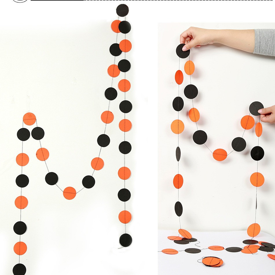 Гирлянда на Хэллоуин из бумаги кружки картонные на нити 4 м на 5 см черно-оранжевый Киев - изображение 2