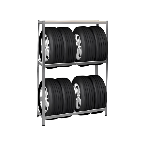Металлический стеллаж для 8 шин с дополнительной полкой Garden Line (180×120×40 см) | нагрузка на 1 полку – Киев