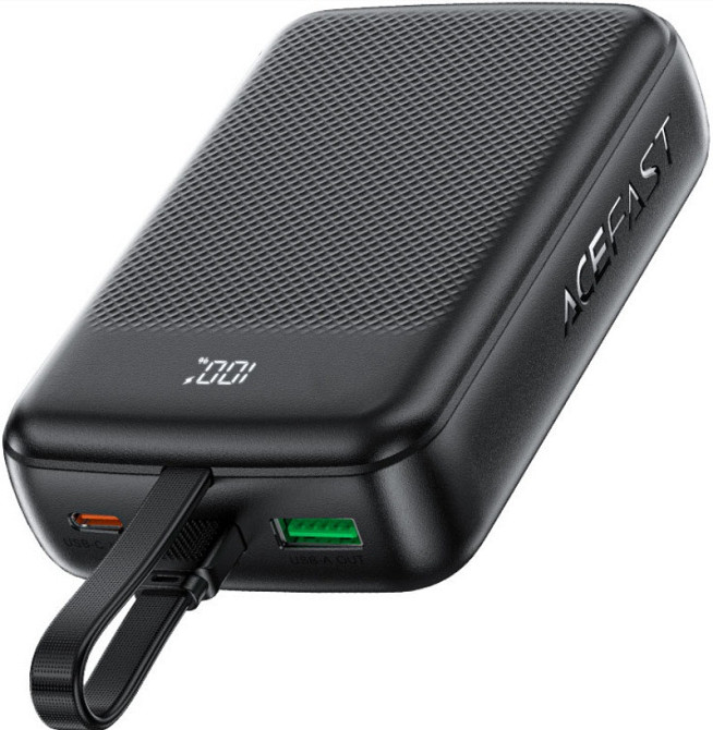 Зовнішній акумулятор ACEFAST M14 PD20W power bank with cable 20000mAh Black Киев - изображение 3