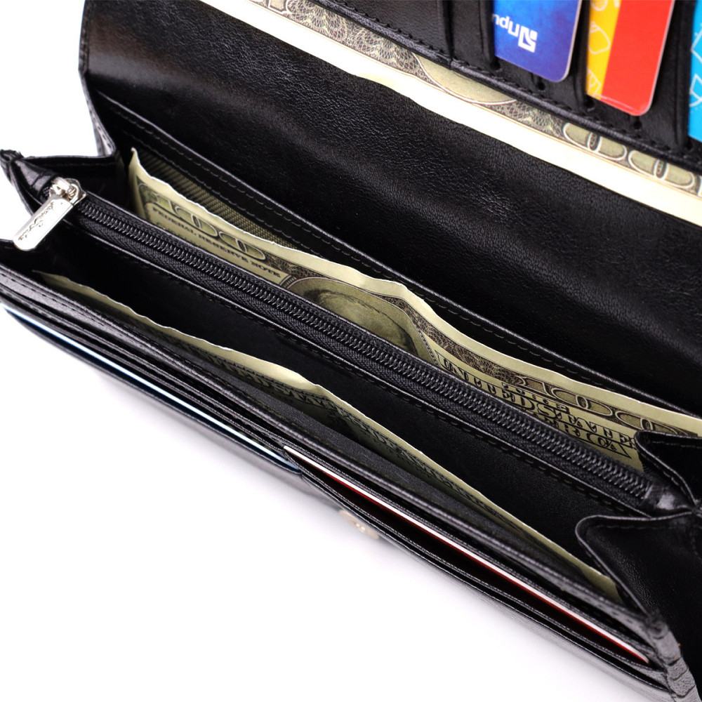 Женский вместительный кошелек из натуральной кожи Tony Perotti 20905_1 (3630 nero) Черный Киев - изображение 8