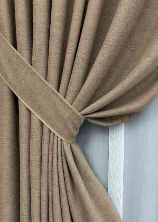 Комплект штор VR-Textil TWEED_V 150х270 2шт и Тюль 400х270 1912ш-1153т Капучино с белым 71-143/3 Киев