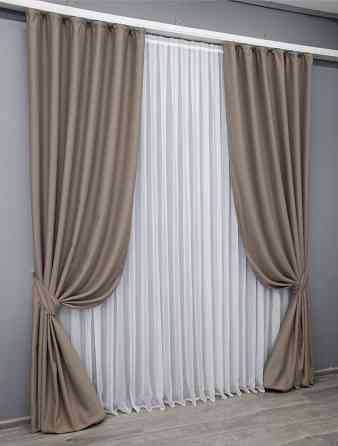 Комплект готовых штор VR-Textil Блэкаут Midnight № 1674ш Капучино 150х290 см 2 шт (33-0565) Киев