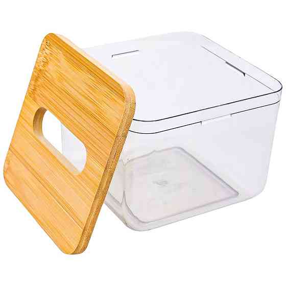 Органайзер-контейнер для серветок, пластиковий Розмір S з дерев'яною кришкою Кам'янець-Подільський