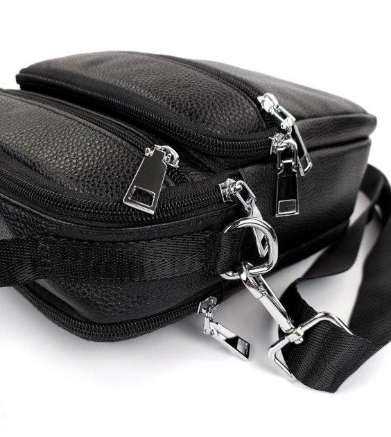 Чоловіча сумка-барсетка шкіряна 22х24х8 / месенджер на одне плече для міста та подорожей, чорний Київ - фото 8