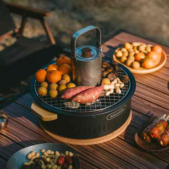 Піч настільна кругла з решіткою гриль і сковорідкою Naturehike CNK2550CF010 36х32.6х12 см хромоване залізо Вінниця