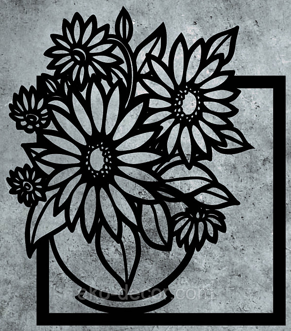 Декоративное настенное Панно «Букет цветов», Декор на стену 90*78 см, Черный Киев - изображение 10