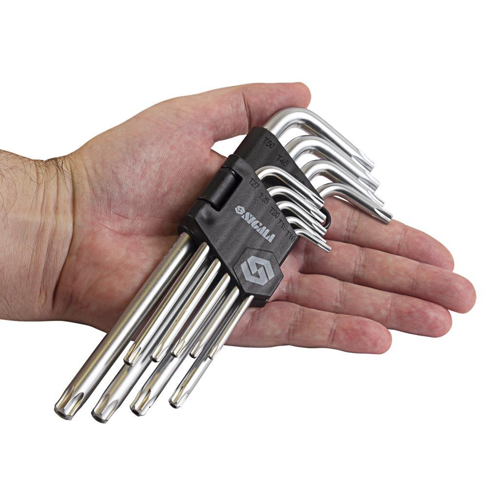 Ключи TORX 9шт T10-T50мм CrV (средние с отверстием) SIGMA (4022221) Ровно - изображение 8