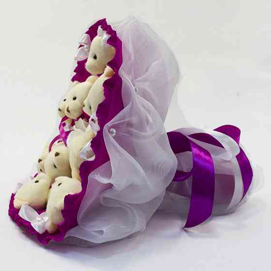 Букет из игрушек Мишки фуксия 5351IT с 9ю игрушками Винница