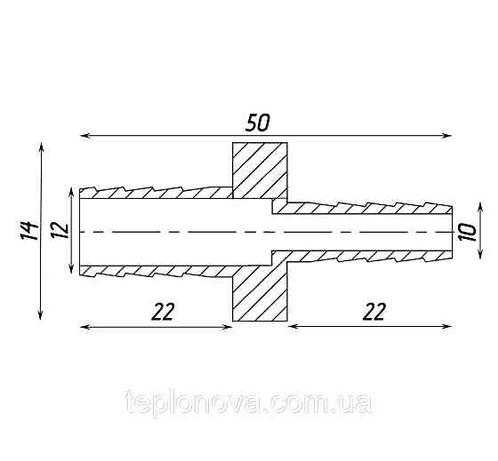 Трубка соединительная прямая редукционная никелированная 12мм х 10мм штампованная А05305А(нк) VA Черновцы