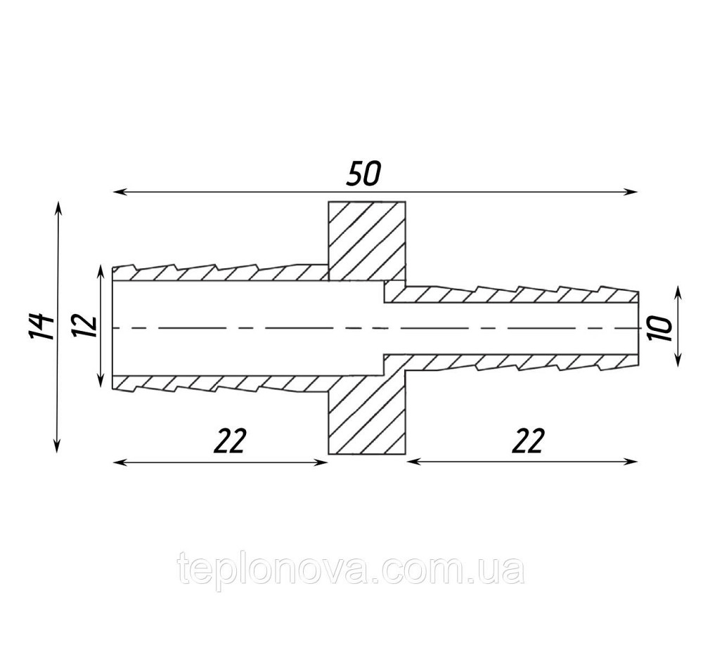 Трубка з'єднувальна пряма редукційна нікельована 12 мм х 10 мм штампована А05305А (нк) VA Чернівці - фото 2