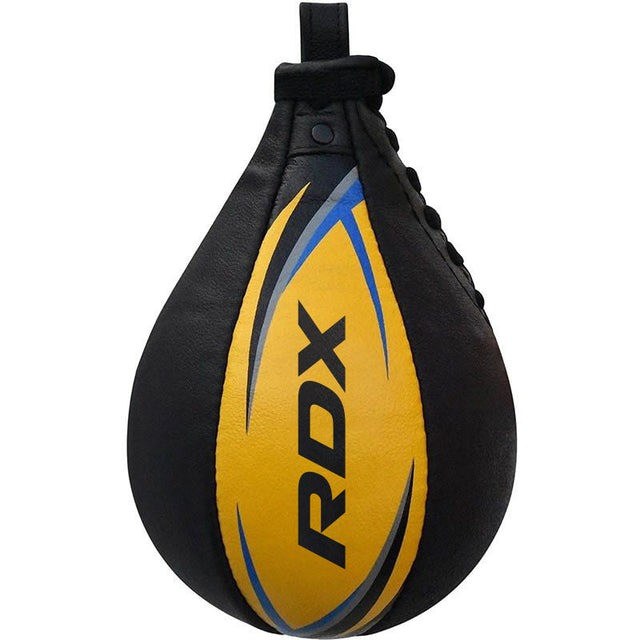 Пневмогруша боксерська RDX 2Y Speed Ball зі шкіри Yellow/Blue Тренувальна груша з кріпленням Swivel для боксу та MMA Київ - фото 3