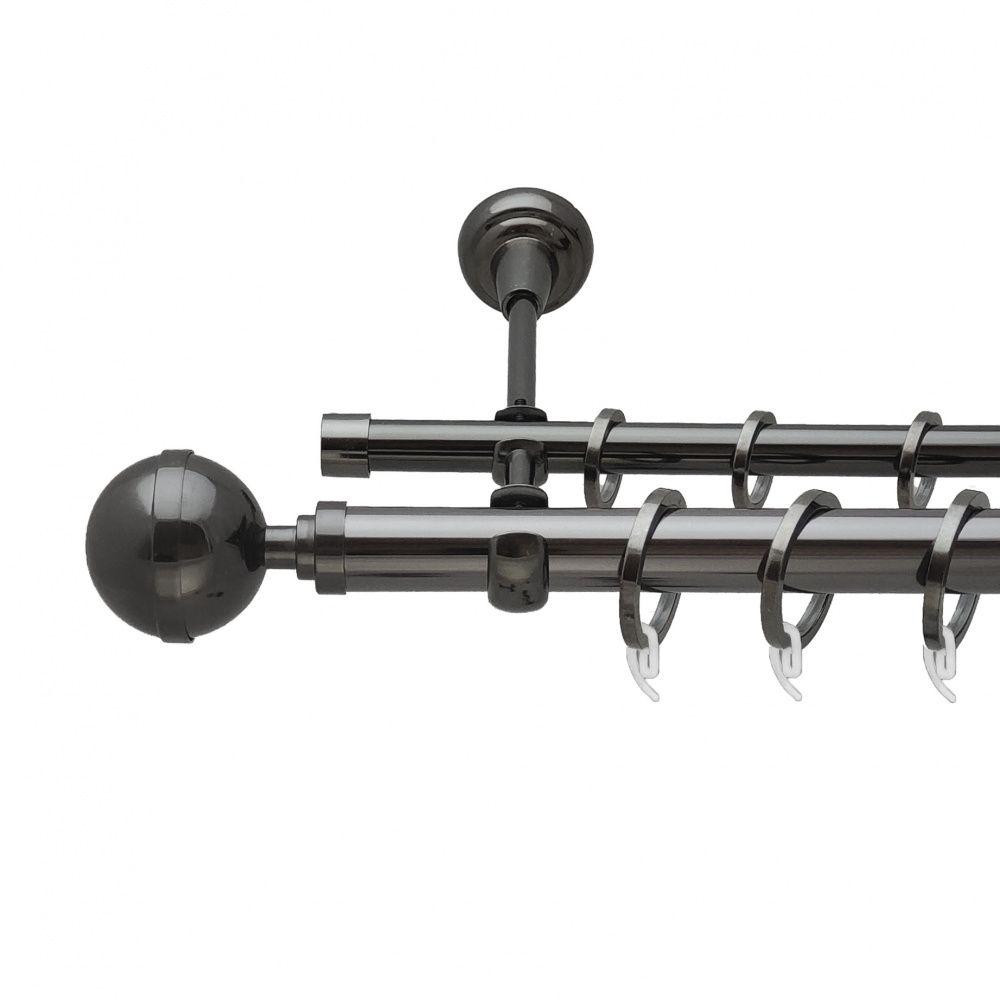 Карниз Orvit Калісто металевий дворядний відкритий гладка труба кільце фасонне металеве  Онікс 25\16 мм 300 см Львов - изображение 1