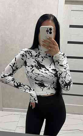 Женский эластичный принтованный гольф микродайвинг Белый Одесса