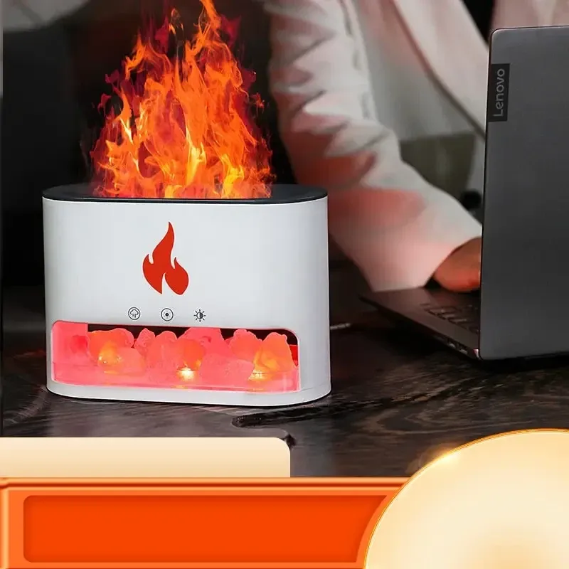 Соляная лампа Flame с ультразвуковым увлажнителем воздуха 3-в-1. Солевой светильник ночник белый Днепр - изображение 8