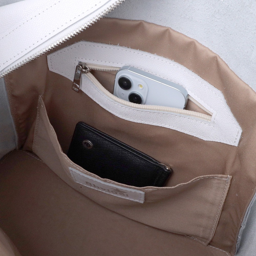 Практична сумка-шоппер із натуральної шкіри Shvigel 22844 Біла Київ - фото 7