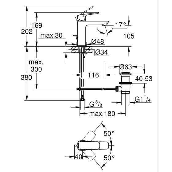 Одноважільний змішувач для раковини Grohe Cubeo M-розміру (1017490000) ( 30083 ) Харьков
