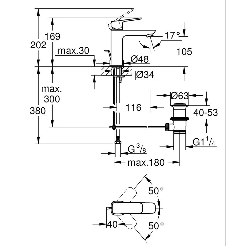 Одноважільний змішувач для раковини Grohe Cubeo M-розміру (1017490000) ( 30083 ) Харьков - изображение 4
