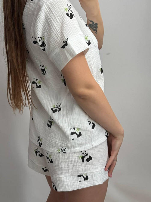 Женская пижама с шортами муслиновая Панда XL Харьков - изображение 2