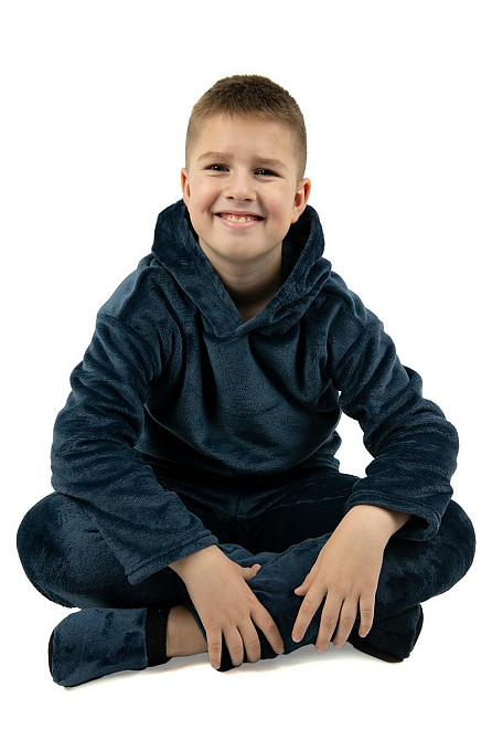 Піжама підліткова, тепла, світло-сіра, велсофт, топ Київ - фото 4