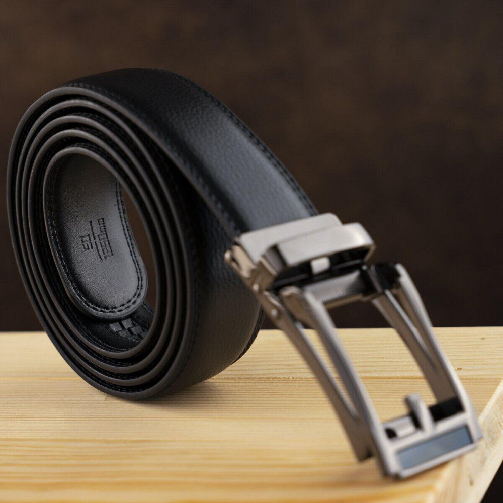 Ремень мужской c тонкой пряжкой в виде рамки Vintage 20218 Черный Киев - изображение 5