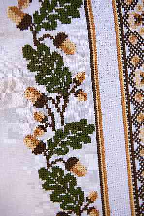 Вышиванка мужская, льняная, с длинным рукавом, белая, лен   , топ Киев