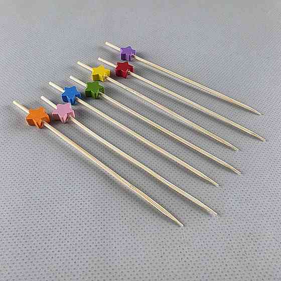 Шпажка для прикрашання страв 12 см "Зірка різнобарвна" 100 шт (1 пачка) Харків