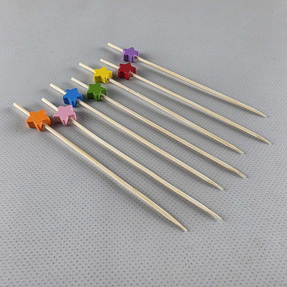 Шпажка для прикрашання страв 12 см "Зірка різнобарвна" 100 шт (1 пачка) Харків - фото 1