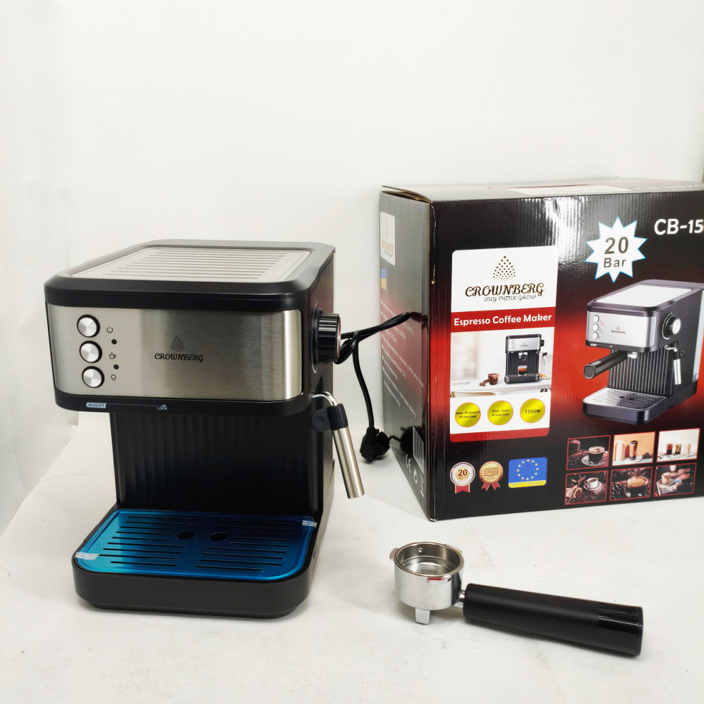 Эспрессо кофемашина Crownberg CB-1570 1200 Вт с рабочим давлением 20 бар и функцией приготовления 2 чашок FZ-65 Львов - изображение 9