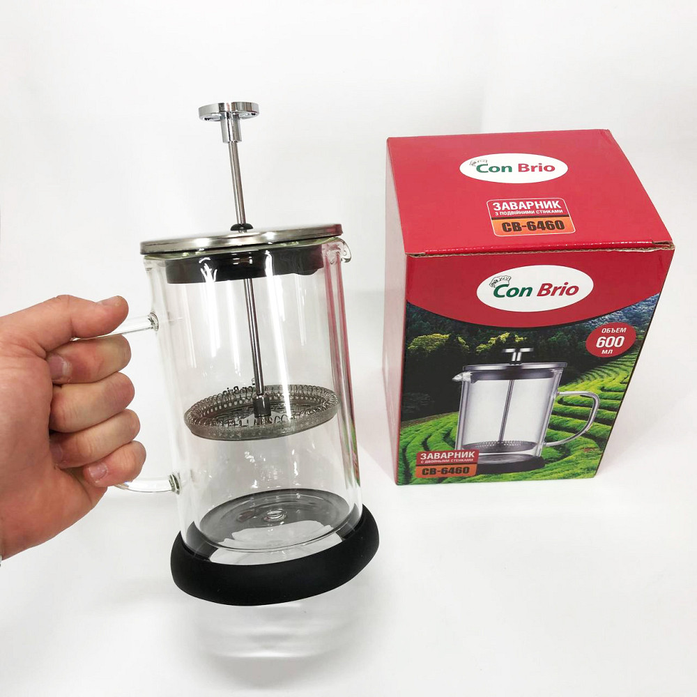 Чайник заварник Con Brio CB-6460 600 мл, Стильный чайник заварочный, Френч-пресс с ручкой LC-49 Львов - изображение 2