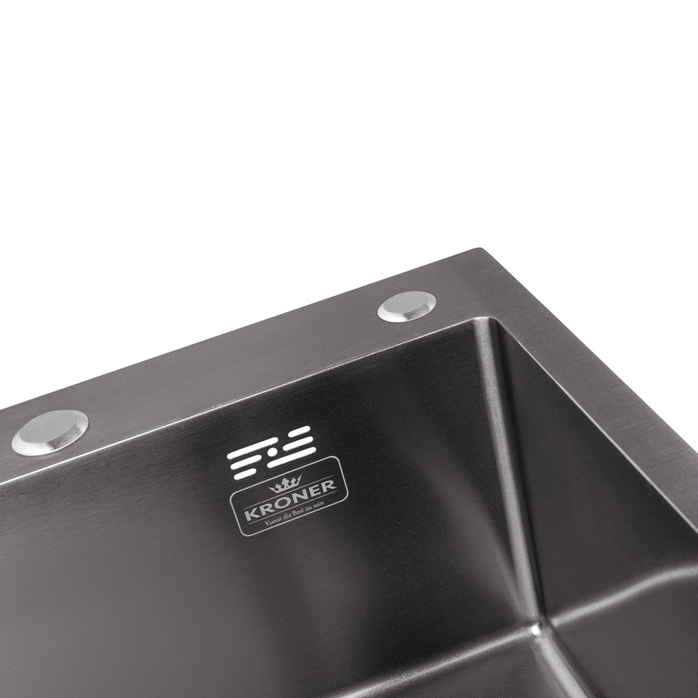 Кухонная мойка Kroner KRP Schwarze - 4545HM PVD (3.0/1.0 мм) черная Киев - изображение 6