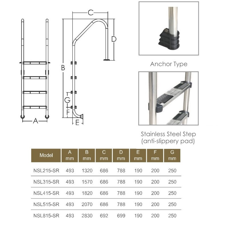 Лестница для бассейна Emaux Standard NSL415-SR (4 ступени). AISI-304 Киев - изображение 2